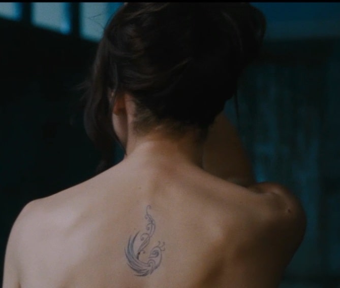 A picture of Rachel McAdams' back tattoo from the movie 'The Vow'.